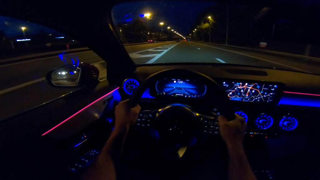 NIGHT POV TEST DRIVE MERCEDES A35 AMG 4MATIC 306 HP I AMBIENT LIGHTING ...